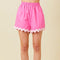 Wavy Trim Cotton Shorts Pink-Shorts-Baevely by Wellmade USA-Pink-S-Urbanheer