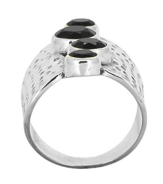 Black Onyx 925 Sterling Silver Hammered Statement Ring-Ring-Tiramisu-10-Urbanheer