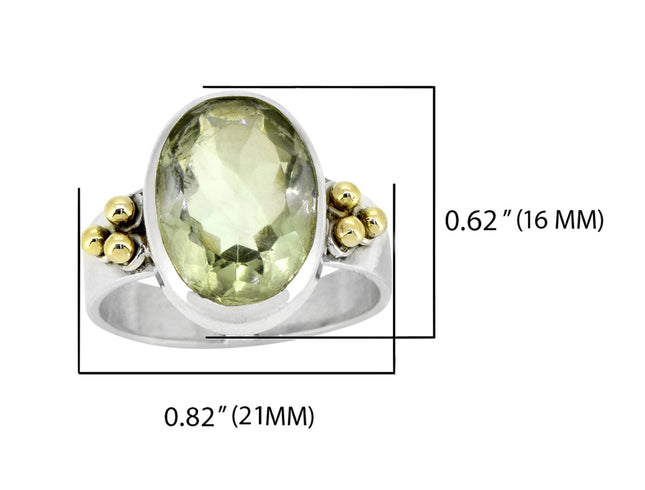 Green Amethyst 925 Sterling Silver Brass Solitaire Ring-Ring-Tiramisu-Urbanheer