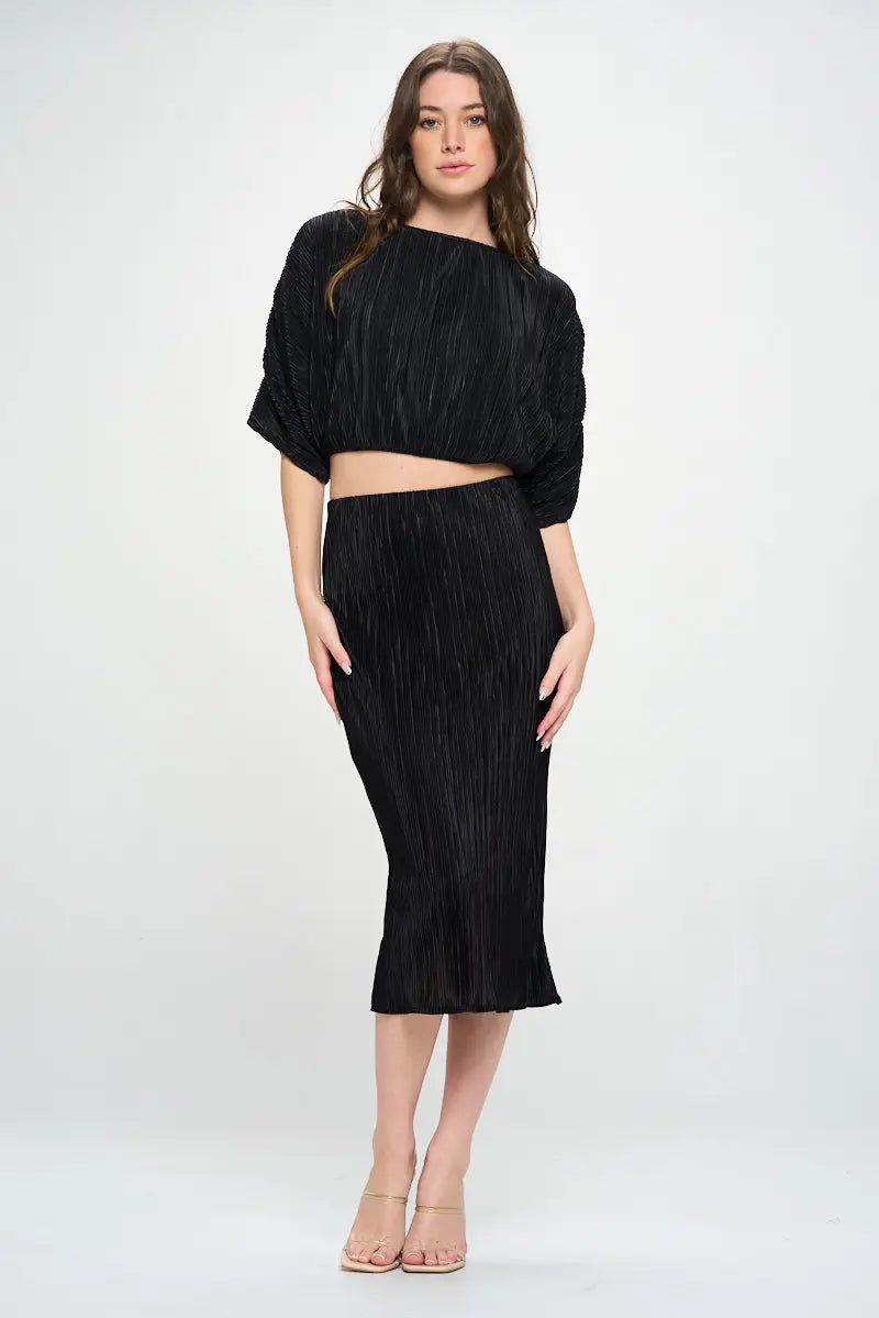 Vibrant Plisse Scoop Neck Crop Top-Renee C.-S-Urbanheer