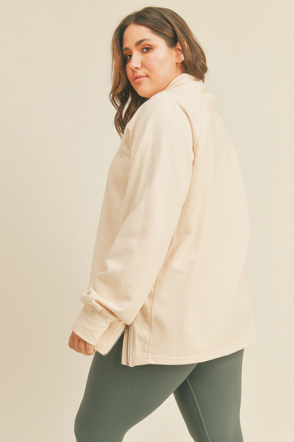 Mock Neck Side Zippers Sweatshirt-Clothing - Women-Kimberly C-Lavender-1X-Urbanheer