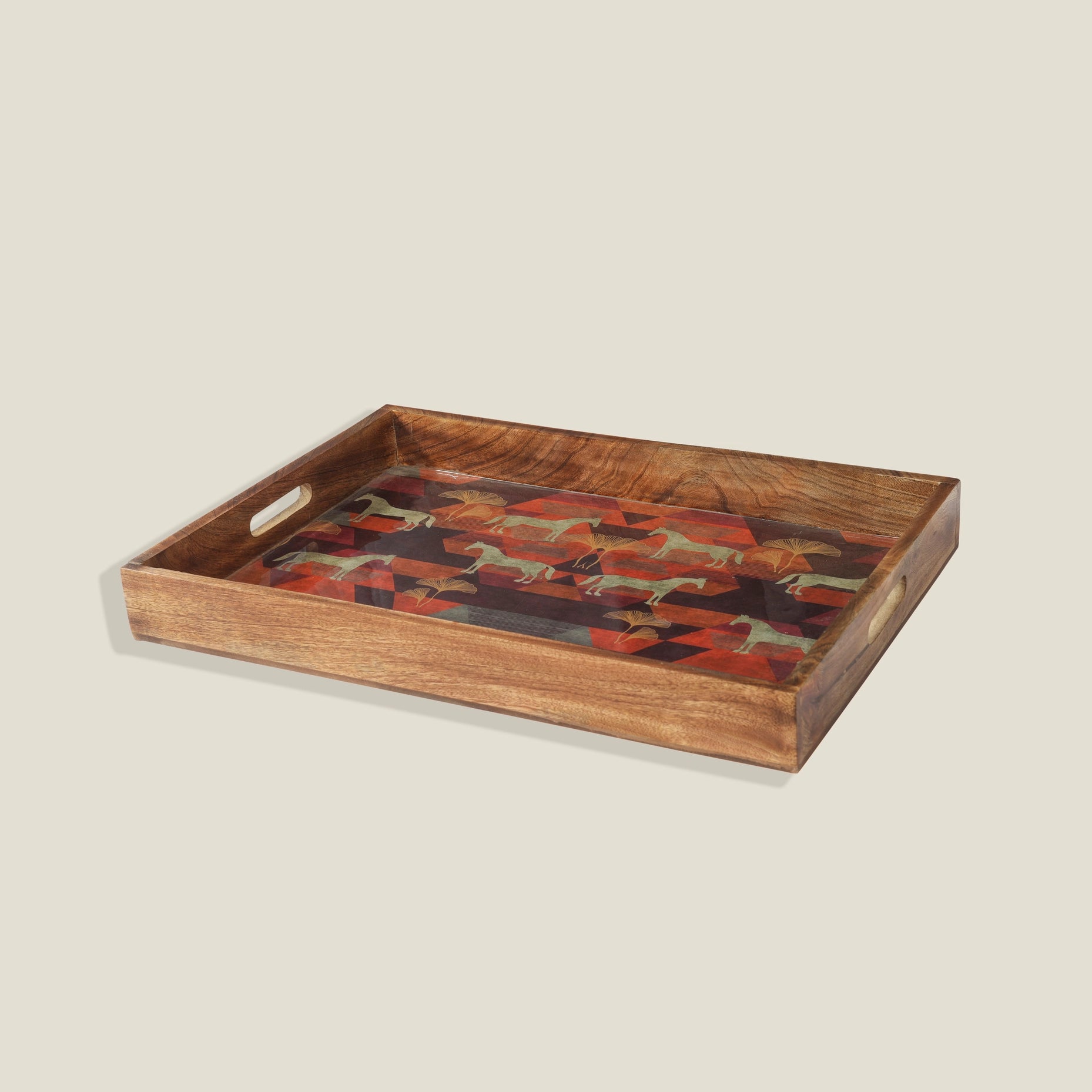 Horse Resin/Wood Decorative Trays (Set Of 3)-Tiramisu-Urbanheer