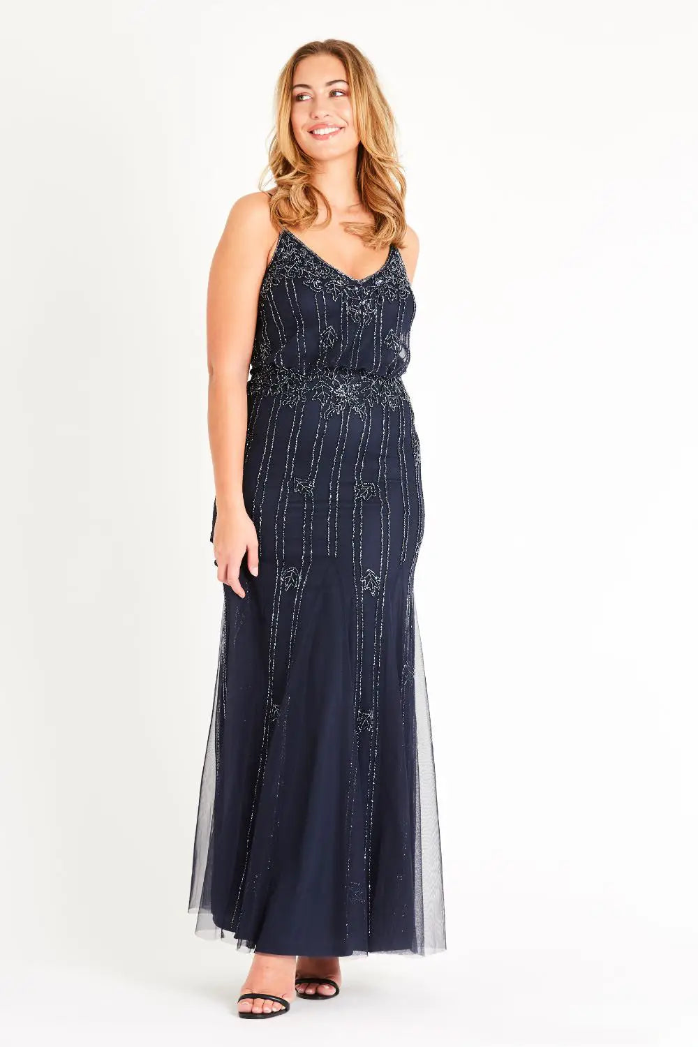 Keeva Maxi Dress - Navy-lace and beads-6-Urbanheer