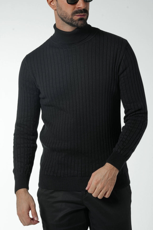 Black Ribbed High Neck-Sweater-Donato-M-Urbanheer
