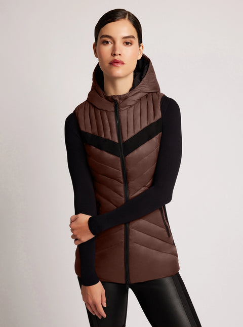 Elongated Puffer Vest - Chocolate