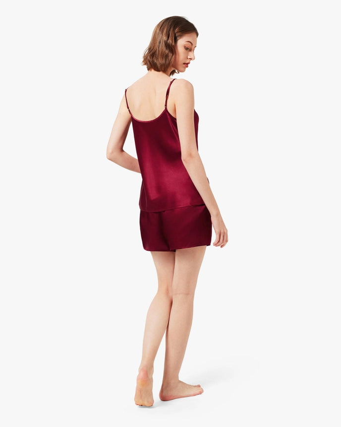 Sweet Silk Camisole Set Claret-Sets-MommeSilk-XS-Urbanheer