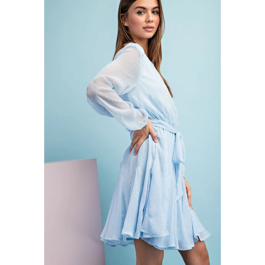 Long Sleeves Mini Dress Periwinkle-Dress-Faith Apparel-S-Urbanheer