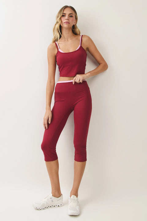 Contrast Waist Capri Leggings