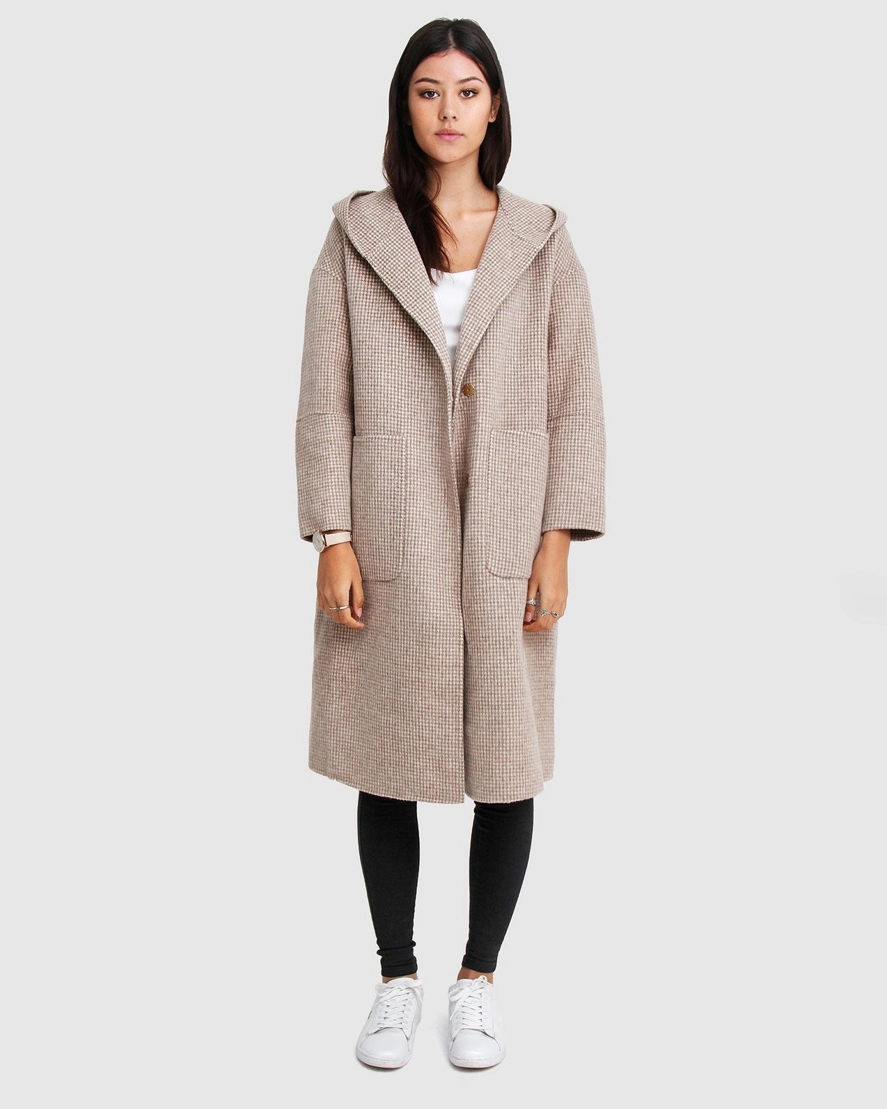 Walk This Way Wool Blend Oversized Coat Beige