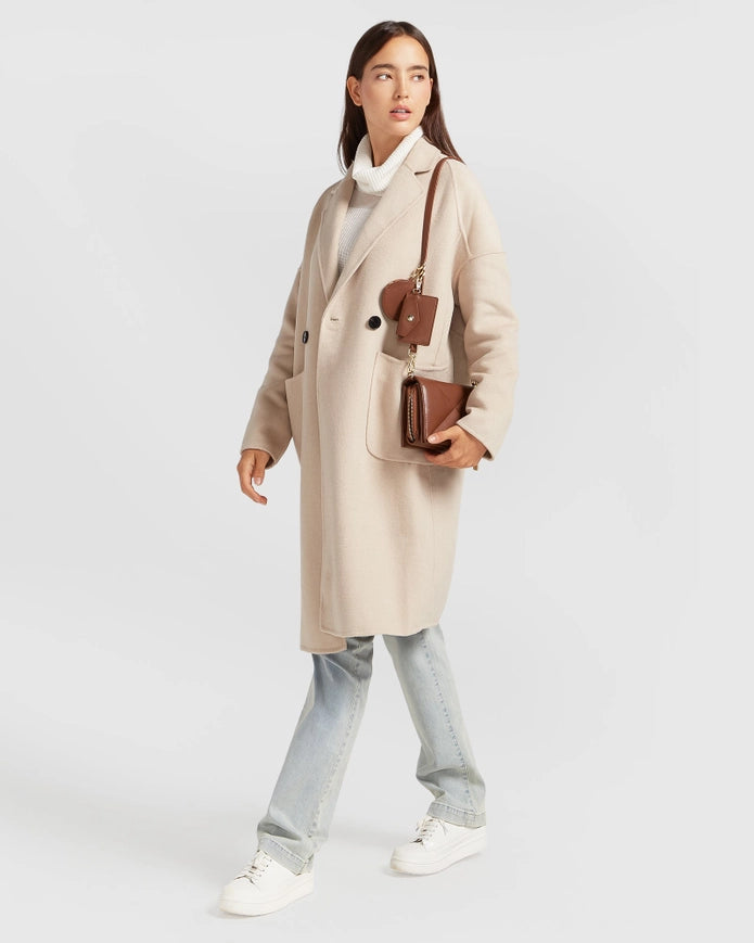 Publisher Double-Breasted Wool Blend Coat - Sand-COAT-Belle & Bloom-XS-Urbanheer
