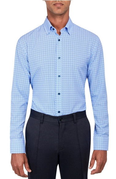 Regular Fit Geo Print Dress Shirt-W.R.K-15-Blue-Urbanheer