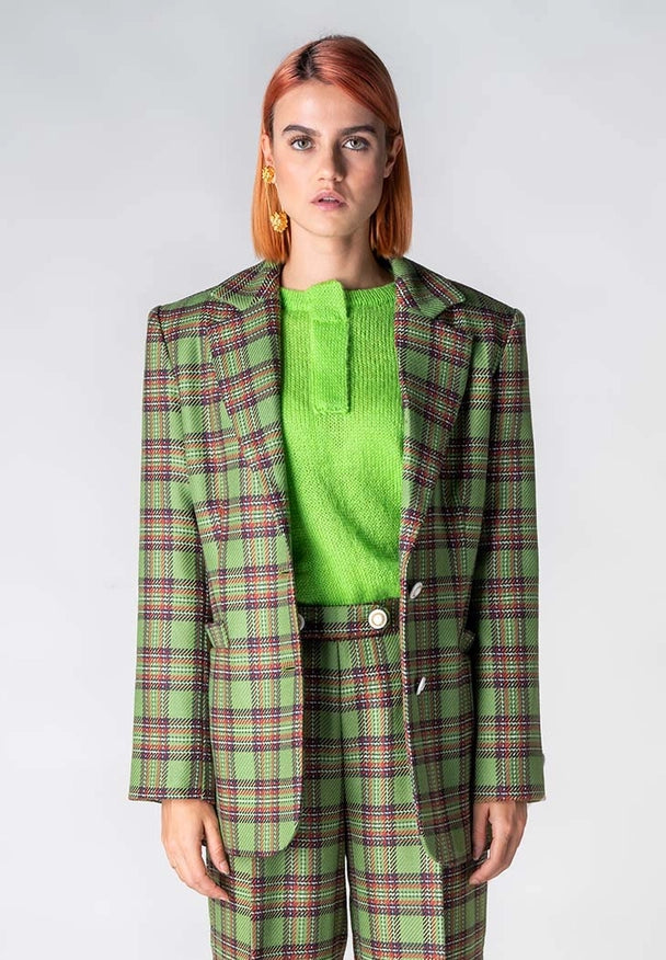 Wool Tartan Single-Breasted Blazer-Clothing Blazer-Nicole Baratta-S-Urbanheer
