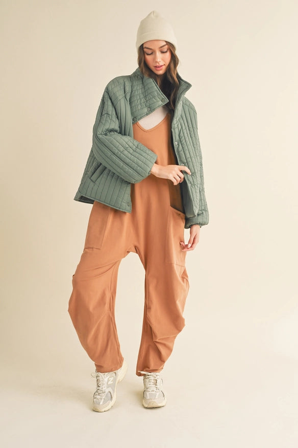 Sage Classic Silhouette Quilted Jacket-Jacket-Kimberly C-S-Urbanheer