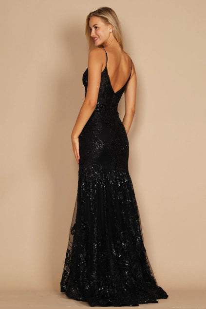 Dylan & Davids Fitted Long Formal Prom Dress-Dylan & Davids-Black-4-Urbanheer