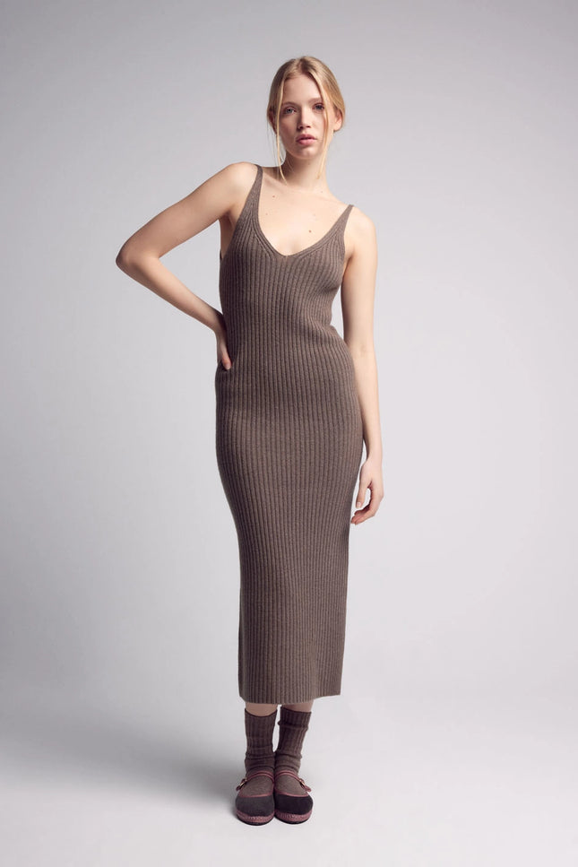 Gala Cashmere Knitted Dress Brown-Clothing - Women-Leap Concept-Brown-XS-Urbanheer