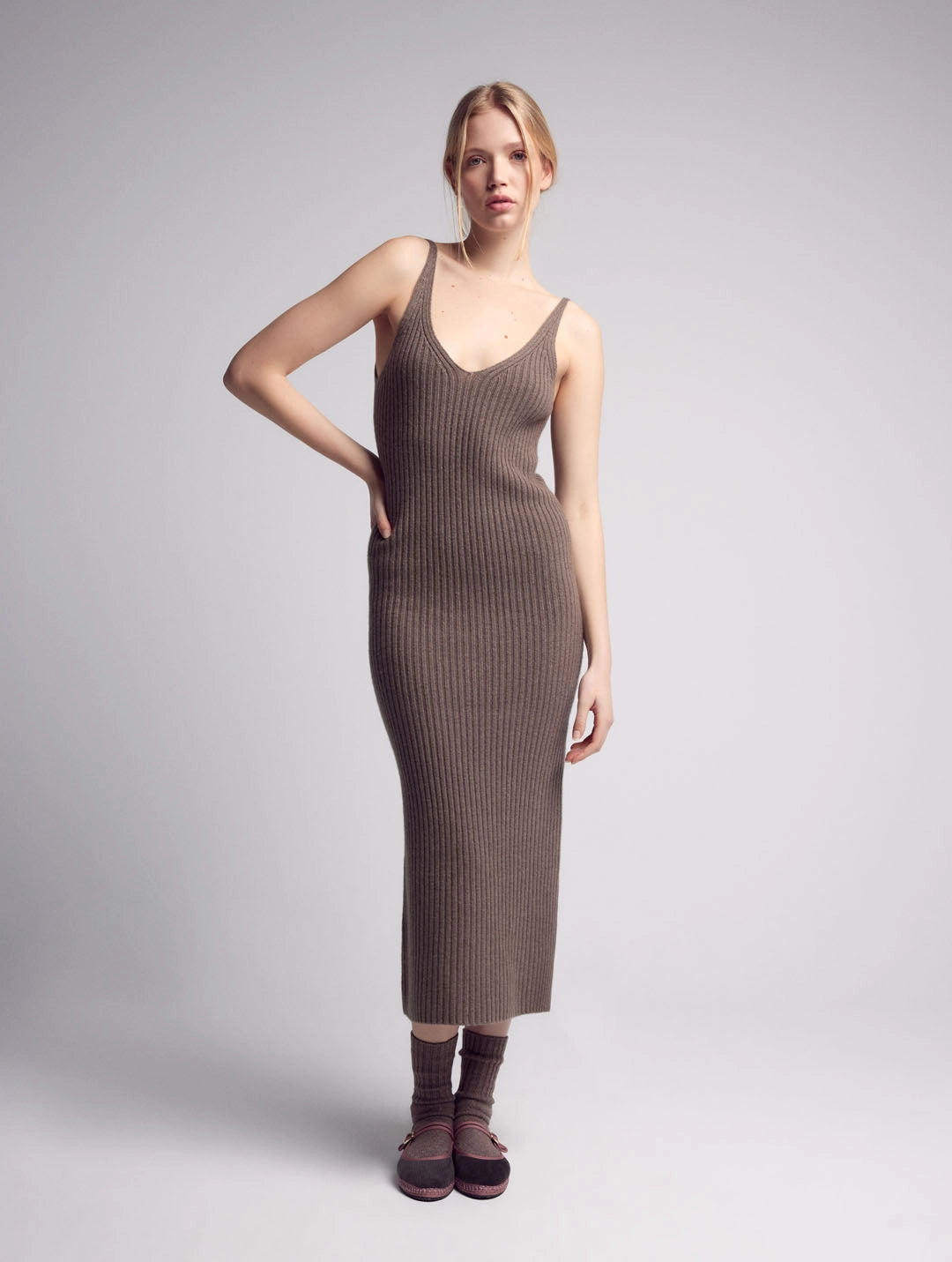 Gala Cashmere Knitted Dress Brown-Clothing - Women-Leap Concept-Brown-XS-Urbanheer