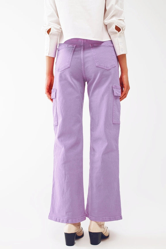 Straight Leg Cargo Jeans in Purple-Jeans-Q2-XS-Purple-Urbanheer