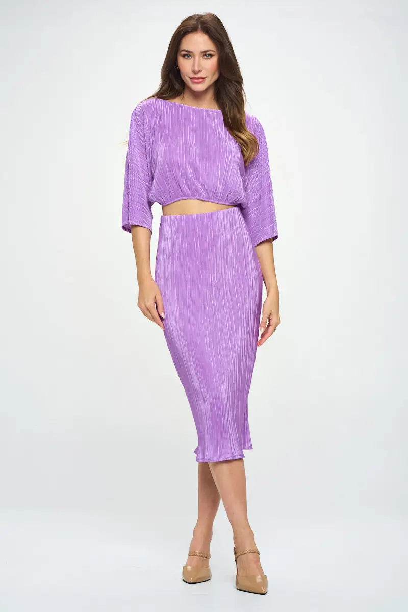 Vibrant Plisse Scoop Neck Crop Top-Clothing - Women-Renee C.-S-Urbanheer