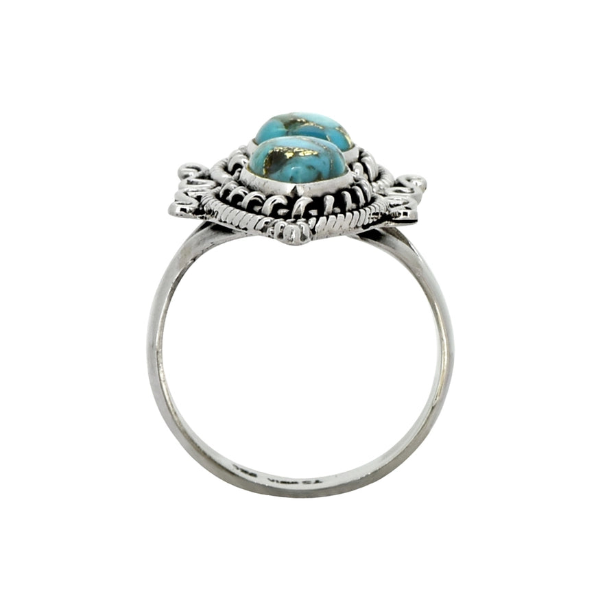 Blue Copper Turquoise Sterling Silver Designer Ring-Ring-Tiramisu-8-Urbanheer