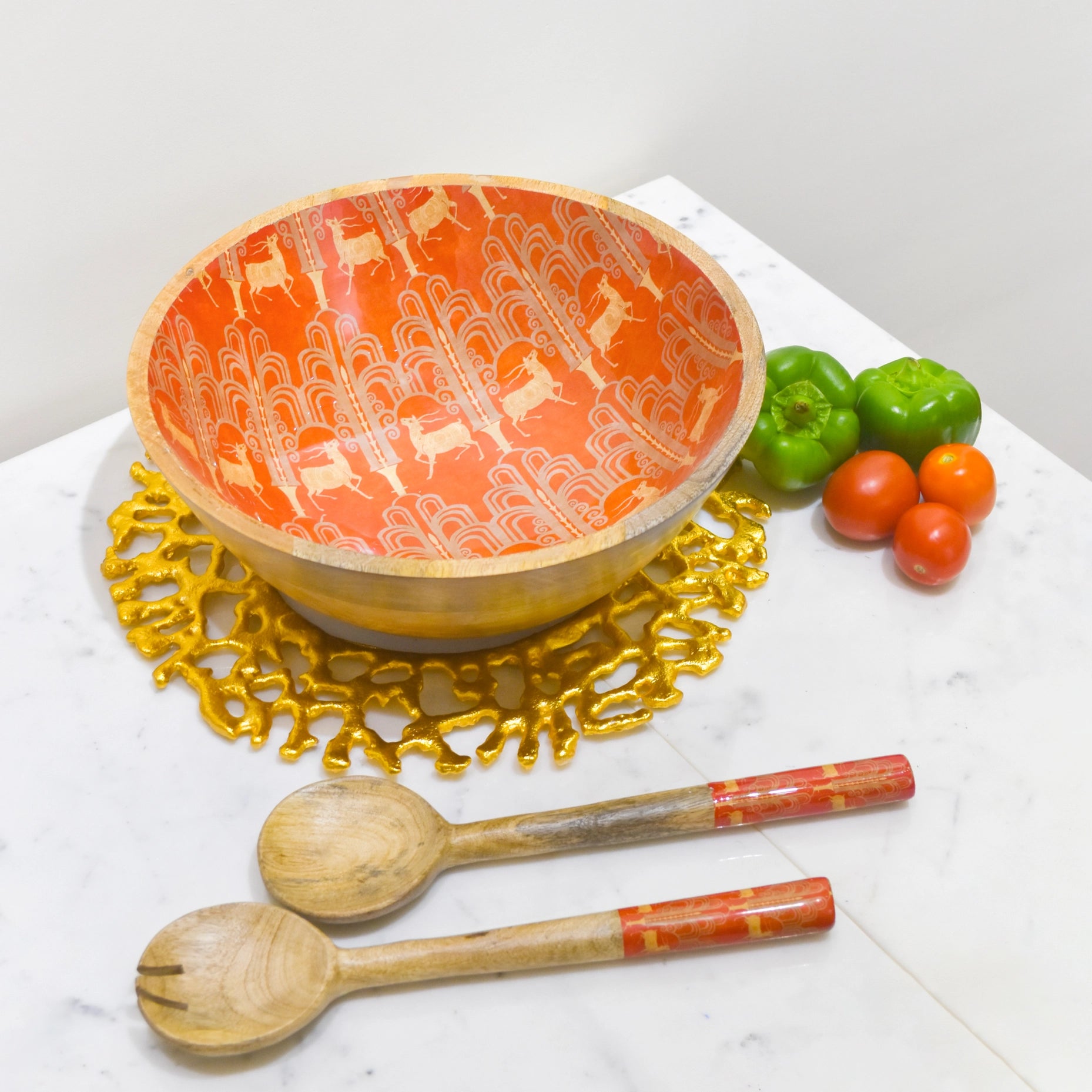 Oh Deer Salad Bowl With Salad Servers-Tiramisu-Urbanheer