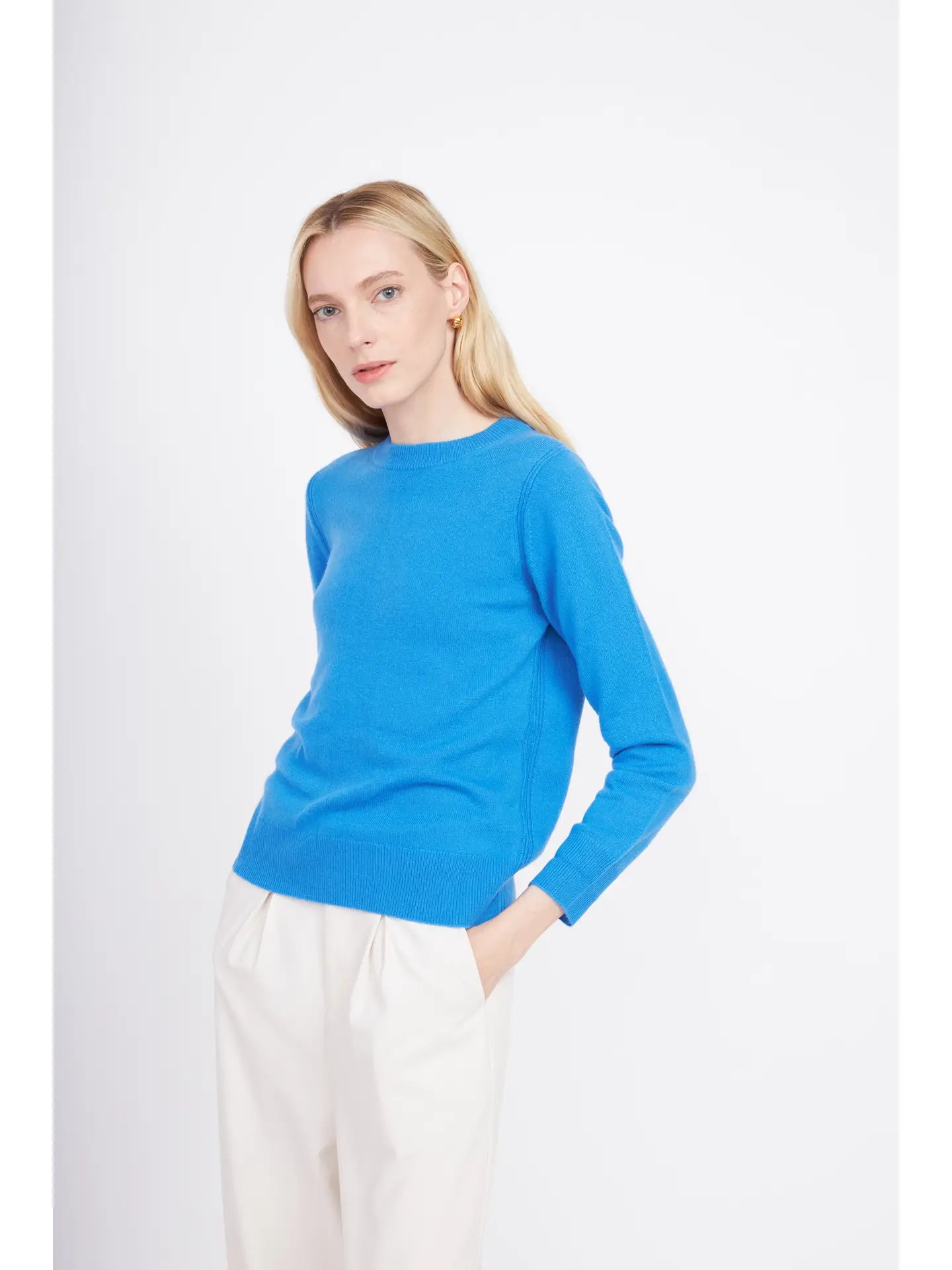 Crewneck Cashmere Sweater Azure Blue