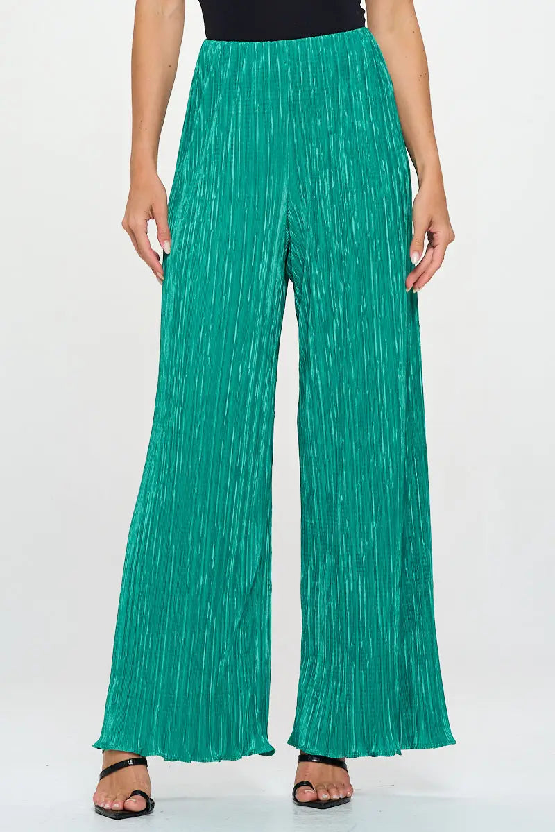 Vibrant Plisse Lined Straight Pants-Renee C.-S-Urbanheer