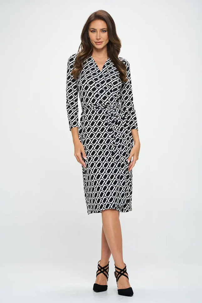 V Neck Jersey Wrap Dress With Tie-Clothing - Women-Renee C.-Urbanheer