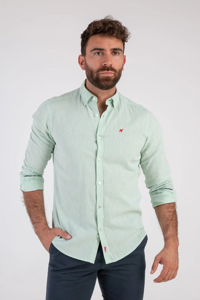 Water Green Linen Shirt-Clothing - Men-Williot-Urbanheer