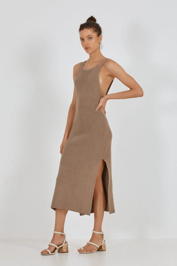 Hendrix Knit Dress - Taupe Gray-Dress-Before Anyone Else-S/M-Urbanheer