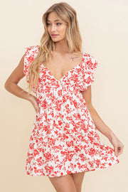 Women'S Babydoll Tie-Back Dress-Dress-Cloud Ten-White/Red-S-Urbanheer