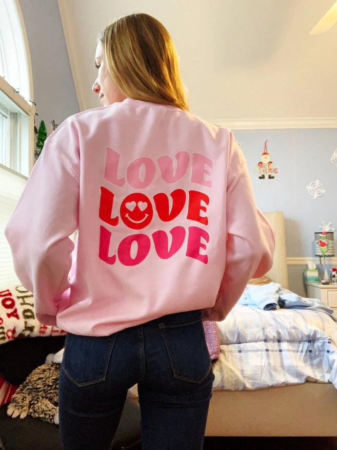 Love Valentines Day Smiley Face Crewneck Sweatshirt-Sweatshirt-Lifestyle Outpost-S-Urbanheer