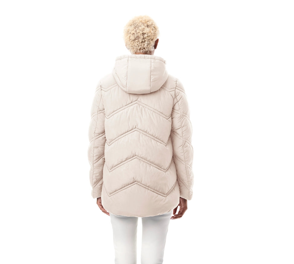 Chevron Quilt Hooded Puffer Moon Glow-Hooded Puffer-Bernardo-XS-Urbanheer