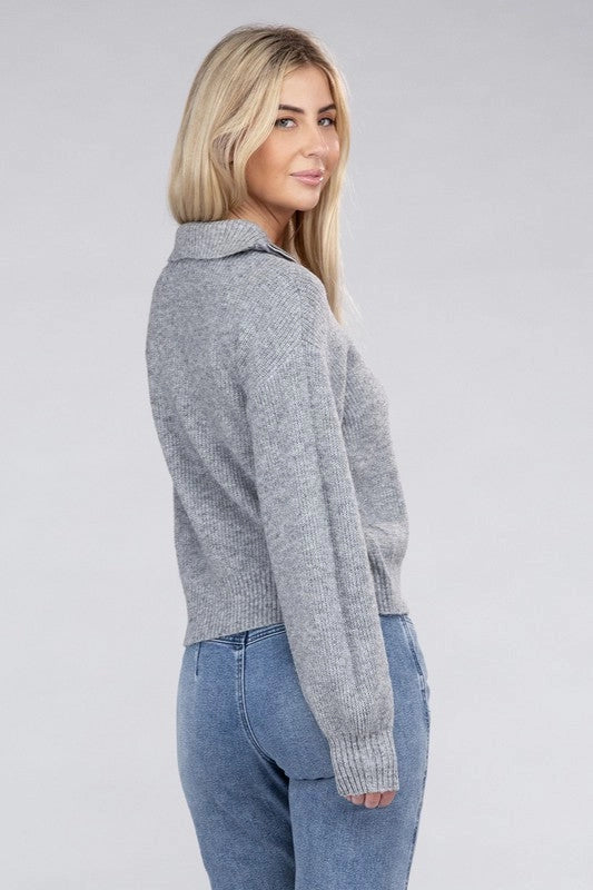 Easy-Wear Half-Zip Pullover Heather Grey-Pullover-Blak Wardrob-S-Urbanheer