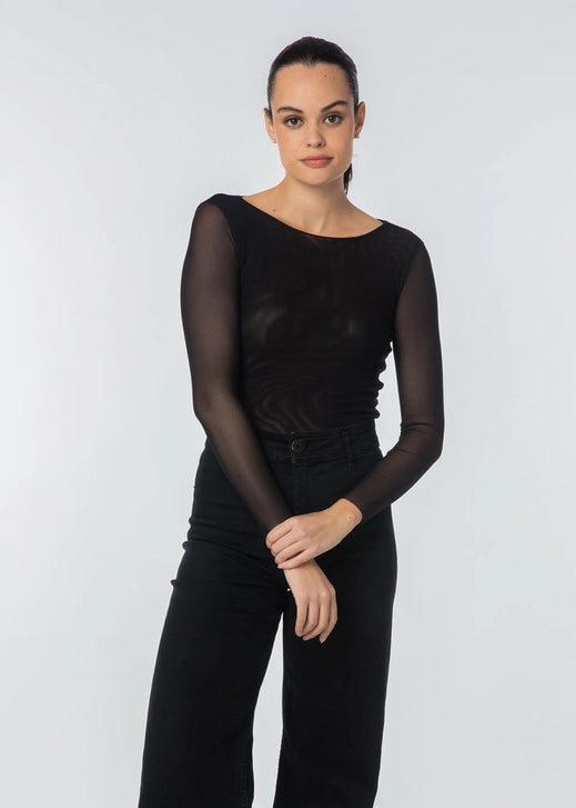 Florence Solid Double Sheer Stretch Top-AMB Designs-S/M-Black-Urbanheer