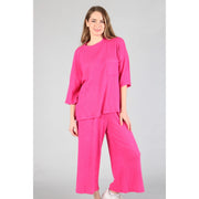 Brushed Wide Leg Pants Hot Pink-Pants-Peace Love Line-S-Urbanheer