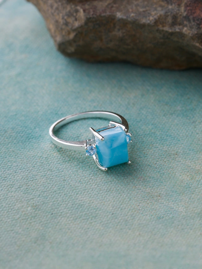 Larimar Blue Topaz 925 Sterling Silver Engagement Ring-Ring-Tiramisu-6-Urbanheer