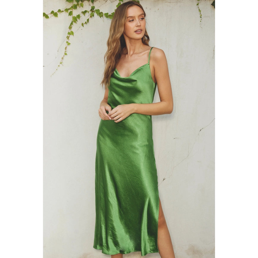 Reflection Cowl Neck Slip Dress Ibiza Green-Dress-Dress Forum-S-Urbanheer