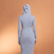 Ribbed Zip Up Maxi Dress w/ Hoodie-Hoodie-No Vacancy-S-Heather Grey-Urbanheer