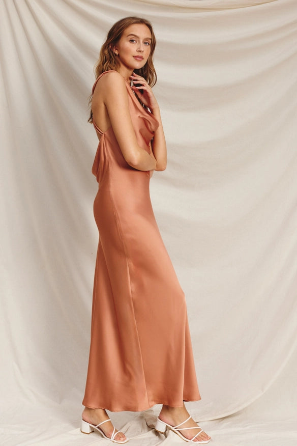 Life Of A Party Twisted Strap Maxi Dress Cinnamon Gold-Dress-Dress Forum-S-Urbanheer