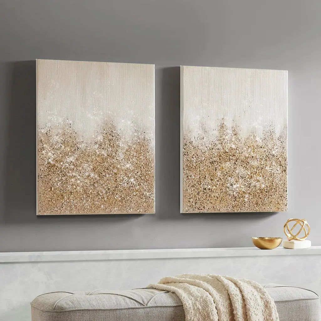 Hand-Brushed Real Stones 2-Piece Abstract Art Wall Decor-Olliix-Urbanheer