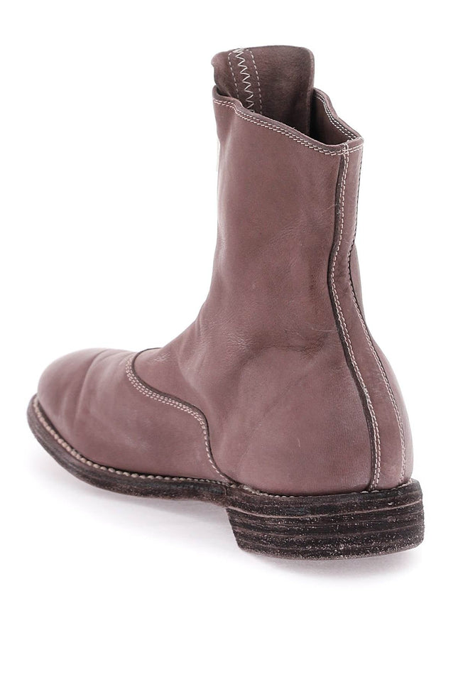 front zip leather ankle boots