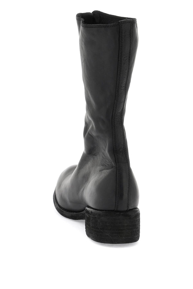 front zip leather boots