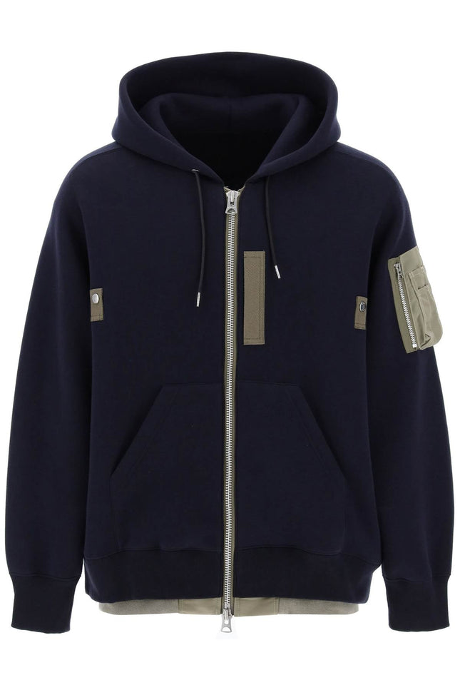 full zip hoodie with contrast trims