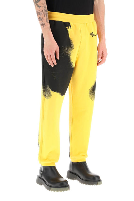 Graphic Print Jogger Pants With Logo - Yellow