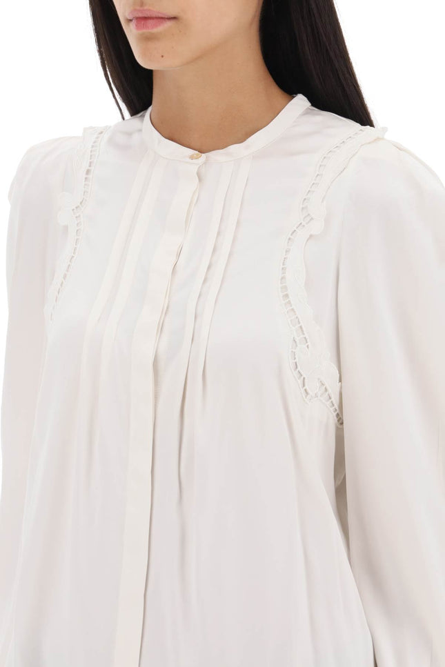 'joanea' satin blouse with cutwork embroideries