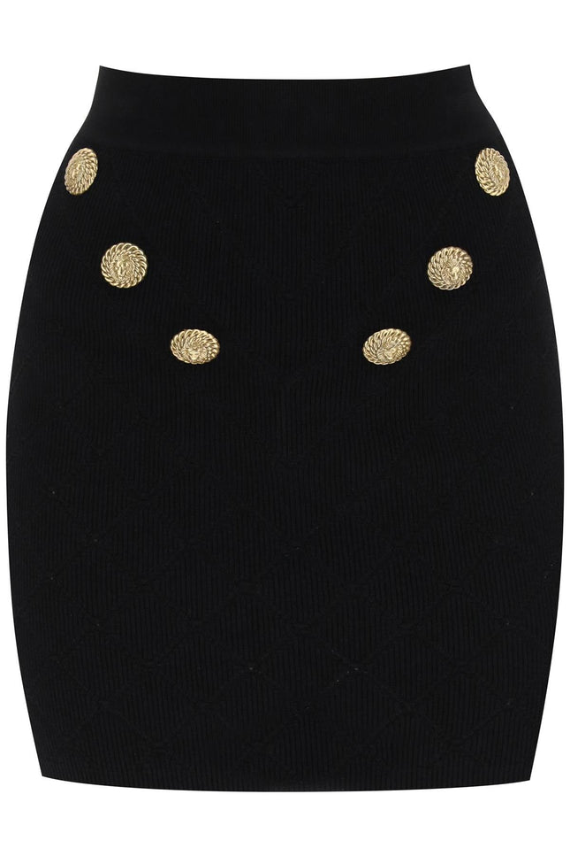 knitted mini skirt with embossed buttons