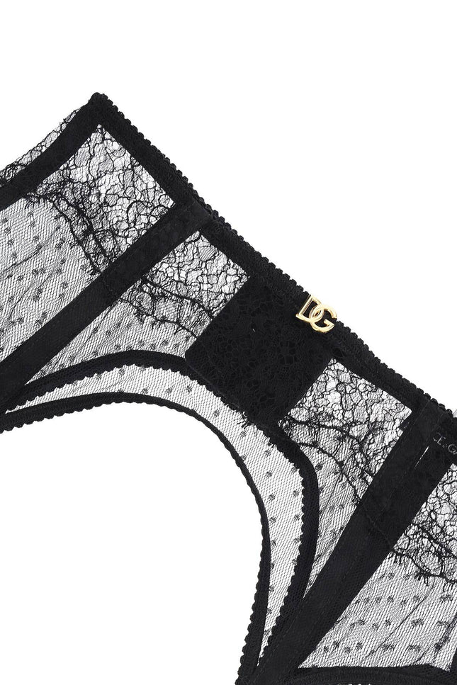 lace garter belt with logo