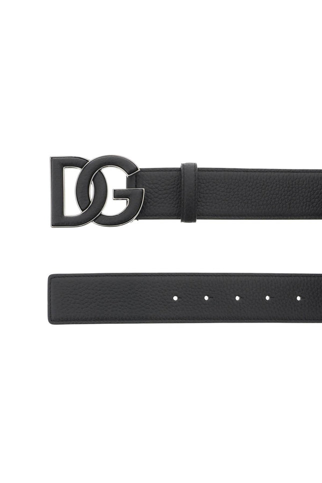 leather belt with dg logo buckle