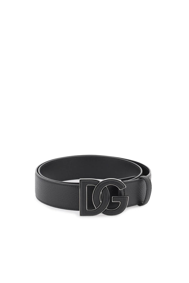 leather belt with dg logo buckle