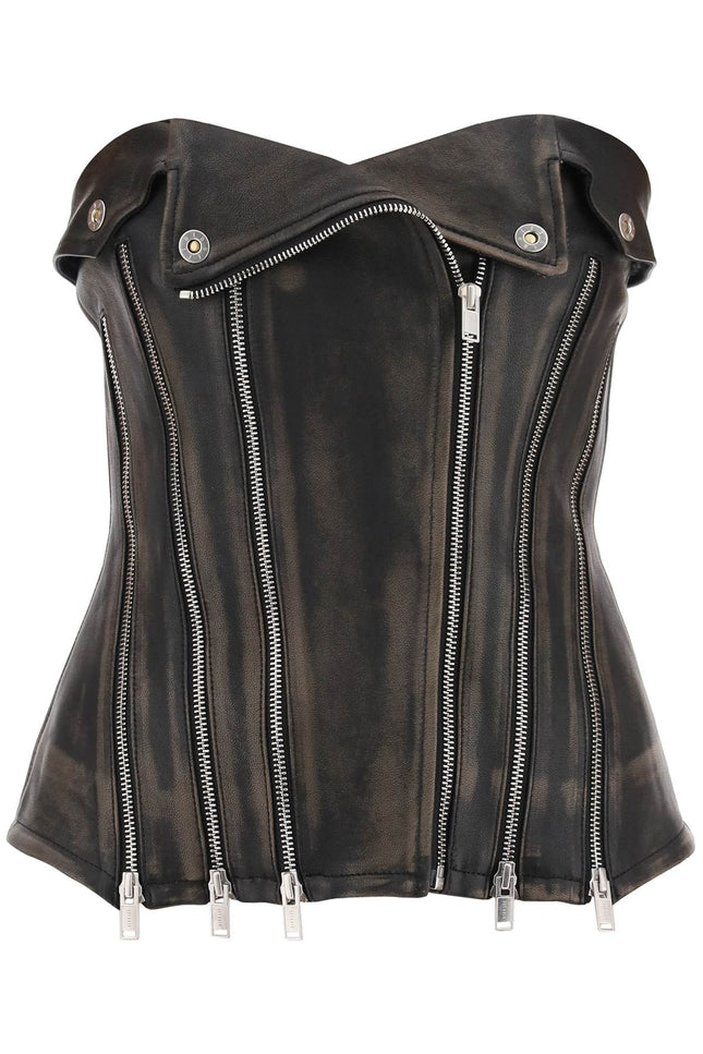 leather biker corset top